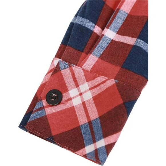 Plaid Button Down Shirt Womens Long Sleeve Collared Roll Up Stretchy Top - Picture 5 of 7